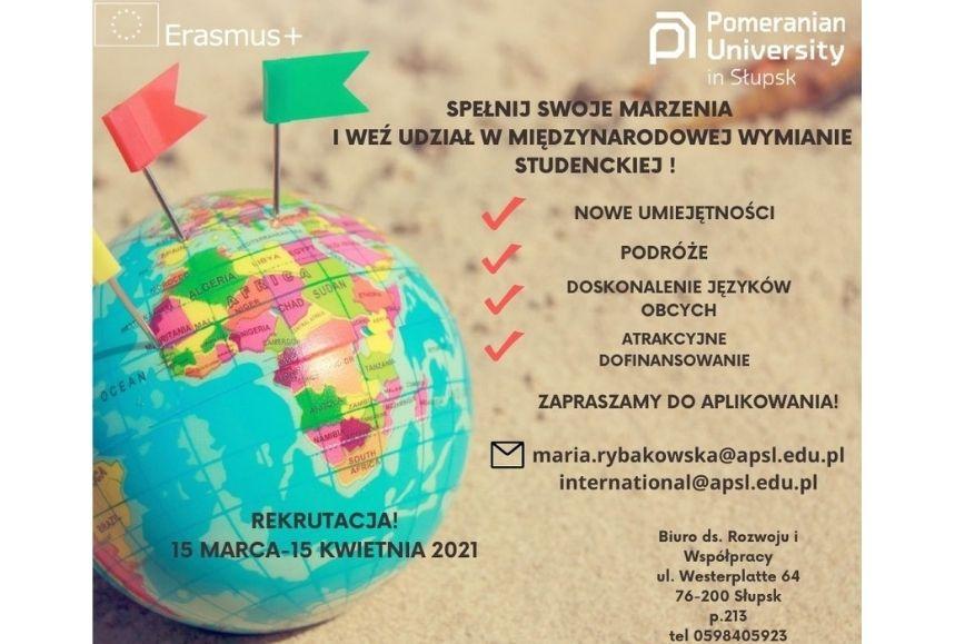 REKRUTACJA NA WYJAZDY NA STUDIA W RAMACH PROGRAMU ERASMUS+