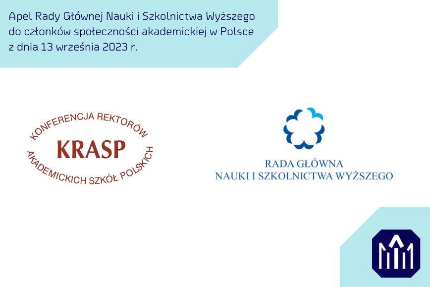 Apel Rady Głównej Nauki i Szkolnictwa Wyższego do członków społeczności akademickiej w Polsce z dnia 13 września 2023 r.